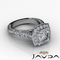 Bridge Accent Petite Halo Pave diamond Ring Platinum 950