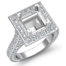 2.1Ct Diamond Engagement Ring Halo Pave Setting 14k White Gold Princess SemiMout