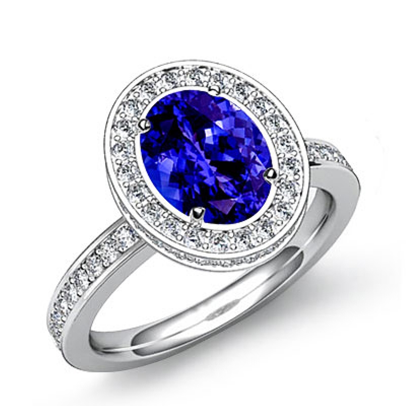 Crown Halo Petite Pave Set Oval diamond  Ring in 14k Gold White