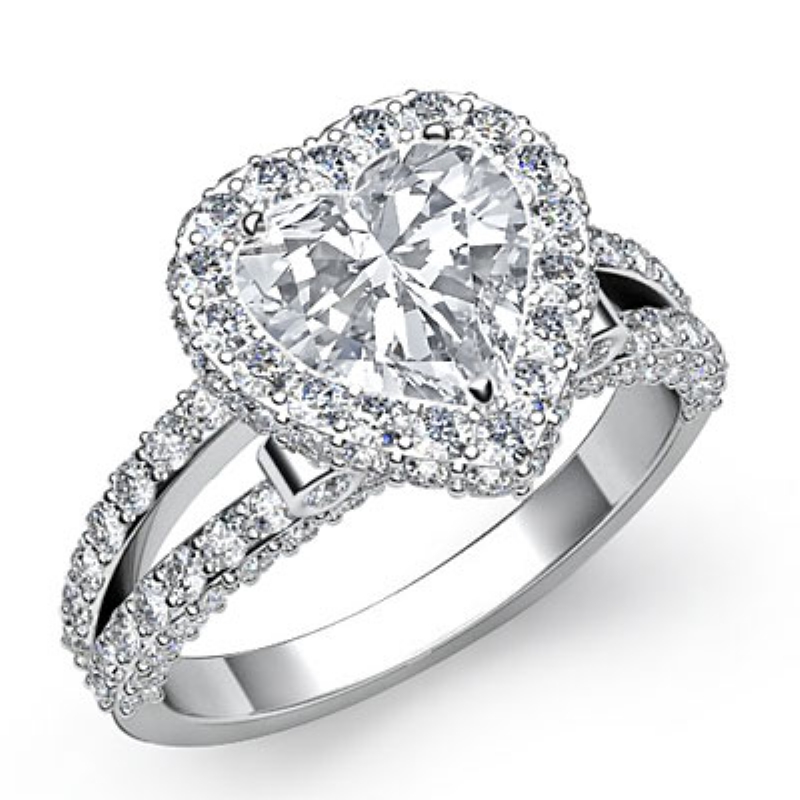 Split-Shank Pave Circa Halo diamond Ring 14k Gold White