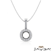 Halo Pave Round Cut Semi Mount Diamond Bail Pendant Platinum 950 - javda.com 