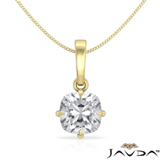 4 Prong Scroll Solitaire diamond Pendant 14k Gold Yellow
