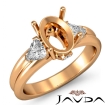 Diamond Engagement Three 3 Stone Trillion Oval Semi Mount Ring 18k Rose Gold 0.5Ct - javda.com 
