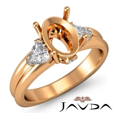 Diamond Engagement Three 3 Stone Trillion Oval Semi Mount Ring 18k Rose Gold  (0.5Ct. tw.)