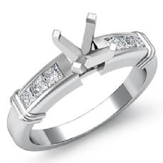 0.40Ct Diamond Engagement Womens Ring Princess Semi Mount 14K W Gold