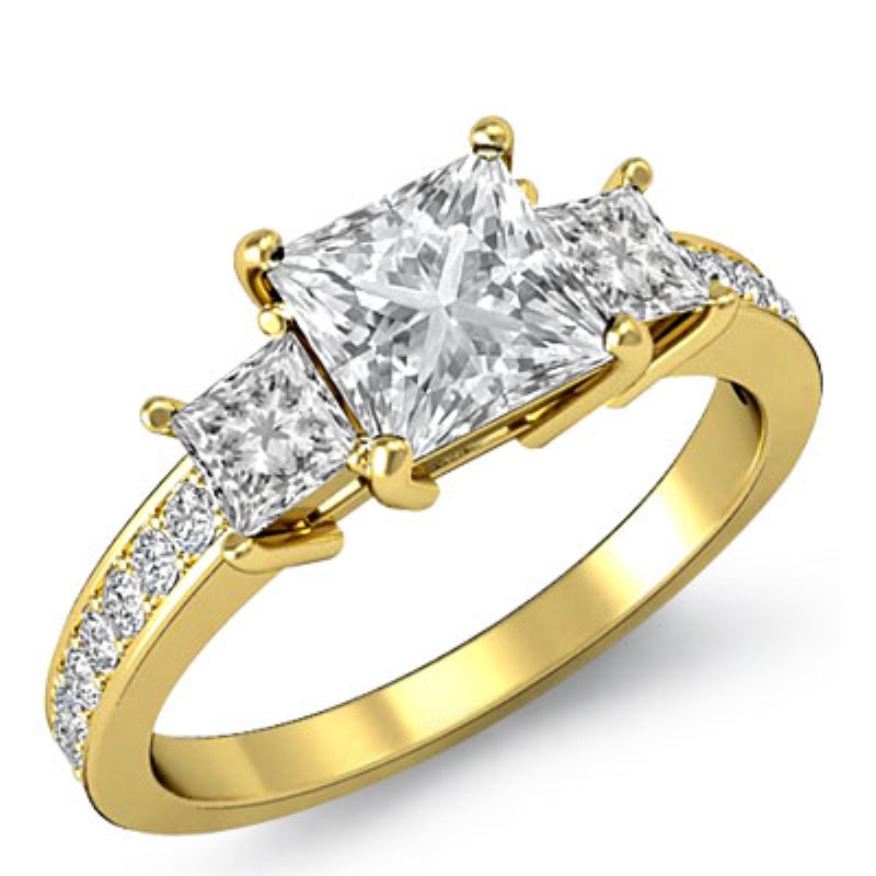 Basket Style Three Stone diamond Hot Deals 14k Gold Yellow