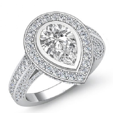 Halo Bezel Setting Sidestone diamond  14k Gold White