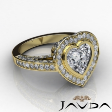 Halo Bezel Setting Sidestone diamond Ring 14k Gold Yellow