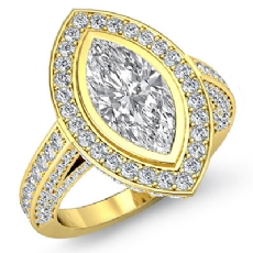 Halo Bezel Setting Sidestone diamond  18k Gold Yellow