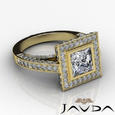 Halo Bezel Setting Sidestone diamond  14k Gold Yellow