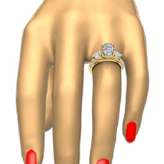 Three Stone Sidestone diamond Ring 14k Gold Yellow