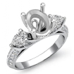 3 Stone Diamond Engagement Ring Pear Oval Setting 18k White Gold Semi Mount 1.21Ct - javda.com 