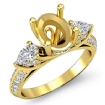 3 Stone Diamond Engagement Ring Pear Oval Setting 18k Yellow Gold Semi Mount 1.21Ct - javda.com 
