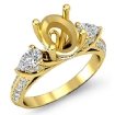 3 Stone Diamond Engagement Ring Pear Oval Setting 14k Yellow Gold Semi Mount 1.21Ct - javda.com 