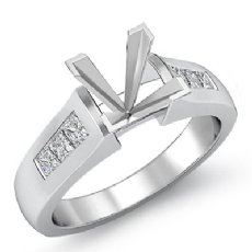 0.3Ct Princess Channel Diamond Engagement Ring Semi Mount 14K W Gold
