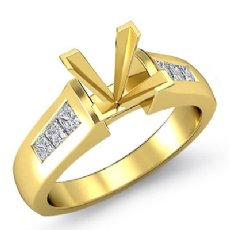 Princess Channel Diamond Engagement Ring Semi Mount 18k Gold Yellow (0.6Ct. tw.)