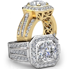 Vintage Inspired Halo Filigree diamond Ring 18k Gold Yellow