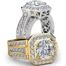 Vintage Inspired Halo Filigree diamond Ring 18k Gold White