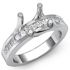 0.50 Ct Princess Diamond Engagement Ring Channel 14K W Gold Semi Mount
