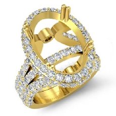 Diamond Vintage Engagement Ring Halo Setting 14k Gold Yellow Oval Semi Mount (2.2Ct. tw.)