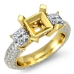 Three 3 Stone Round Diamond Engagement Ring 18k Yellow Gold Princess Semi Mount 2.8Ct - javda.com 