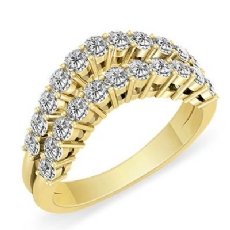 Women's Double Line Half Wedding Band 14k Gold Yellow Round Diamond Ring  (1.55Ct. tw.)