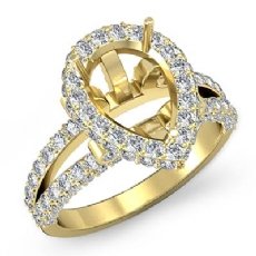 Pear Shape Semi Mount Halo Setting Diamond Engagement Ring 14k Gold Yellow (1.52Ct. tw.)