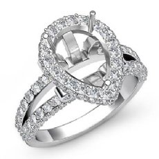 1.52Ct Pear Shape Semi Mount Halo Setting Diamond Engagement Ring 14K White Gold