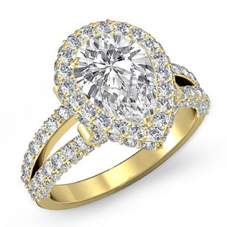 1.52Ct Pear Shape Semi Mount Halo Setting Diamond Engagement Ring Gold Y18k
