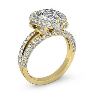 1.52Ct Pear Shape Semi Mount Halo Setting Diamond Engagement Ring Gold Y18k