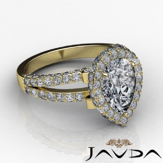 1.52Ct Pear Shape Semi Mount Halo Setting Diamond Engagement Ring Gold Y18k