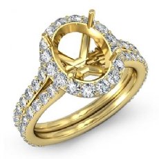 Diamond Engagement Ring Oval Shape Semi Mount 14k Gold Yellow Halo Setting (1.26Ct. tw.)