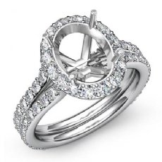 1.26Ct Diamond Engagement Ring Oval Shape Semi Mount 14K White Gold Halo Setting
