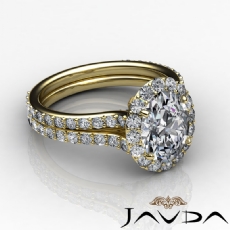 Modern Petite Halo Pave diamond Ring 14k Gold Yellow