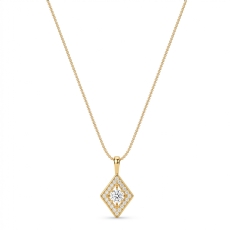 Kite Style Diamond Pendant Necklace In 14k Gold Yellow 18 Inch Chain (0.2Ct. tw.)