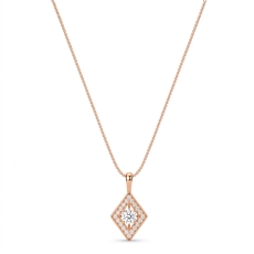 Kite Style Diamond Pendant Necklace In 18k Rose Gold 18 Inch Chain (0.2Ct. tw.)