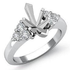 Round Diamond 3Stone Marquise Engagement Ring Setting 14k W Gold 0.3Ct