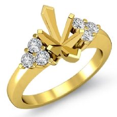 Round Diamond 3Stone Marquise Engagement Ring Setting 14k Gold Yellow  (0.3Ct. tw.)