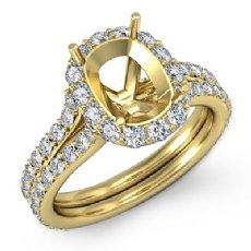 Diamond Engagement Cushion Semi Mount Ring Halo Setting 14k Gold Yellow (1.32Ct. tw.)