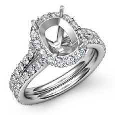 1.32 Ct Diamond Engagement Cushion Semi Mount Ring Halo Setting 14K White Gold