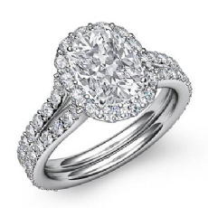 Halo Pave Set Side Stone diamond Ring 18k Gold White