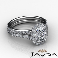 Halo Pave Set Side Stone diamond Ring 14k Gold White