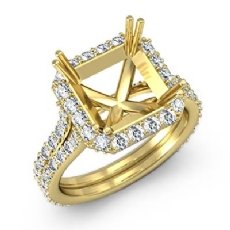 Diamond Engagement Ring Asscher Semi Mount 18k Gold Yellow Halo Setting (1.35Ct. tw.)