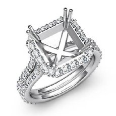 1.35 Ct Diamond Engagement Ring Asscher Semi Mount 14K White Gold Halo Setting