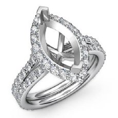 1.36 Ct Halo Setting Diamond Engagement Ring Marquise Semi Mount 14K White Gold