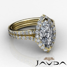 Split Shank Halo Pave diamond Ring 18k Gold Yellow