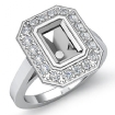 0.3Ct Halo Diamond Engagement Emerald Semi Mount Ring 14k White Gold - javda.com 