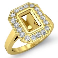 Halo Diamond Engagement Emerald Semi Mount Ring 18k Gold Yellow (0.3Ct. tw.)