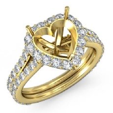 Diamond Engagement Ring Halo Setting 14k Gold Yellow Heart Cut Semi Mount (1.29Ct. tw.)
