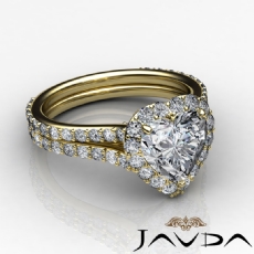 Split Shank Halo Pave Set diamond Ring 18k Gold Yellow